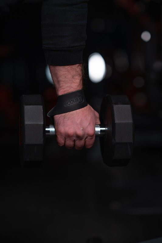 Black Leather Weight Lifting Straps