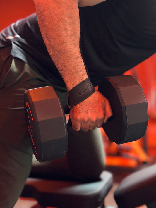 Black Leather Weight Lifting Straps