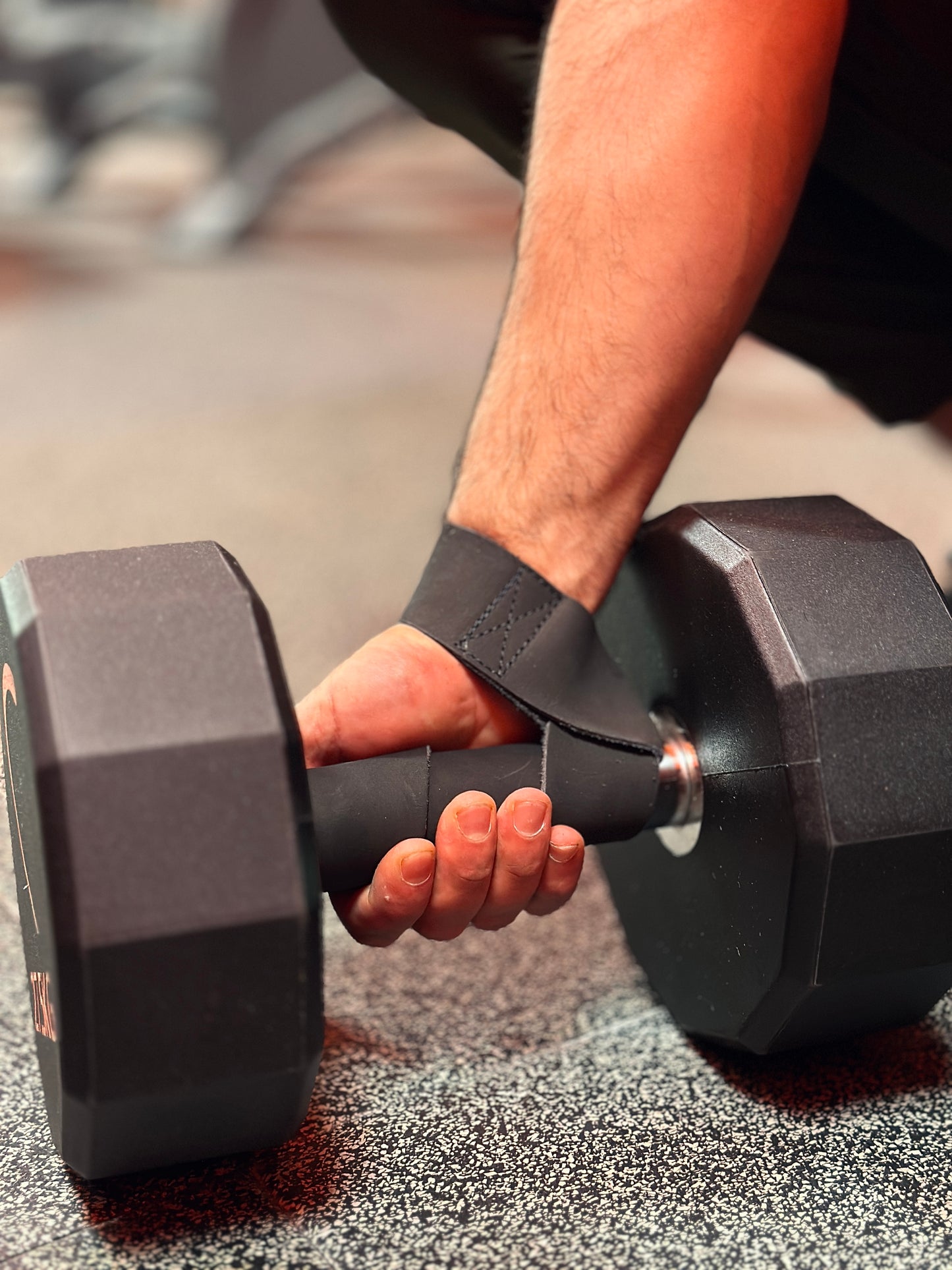 Black Leather Weight Lifting Straps