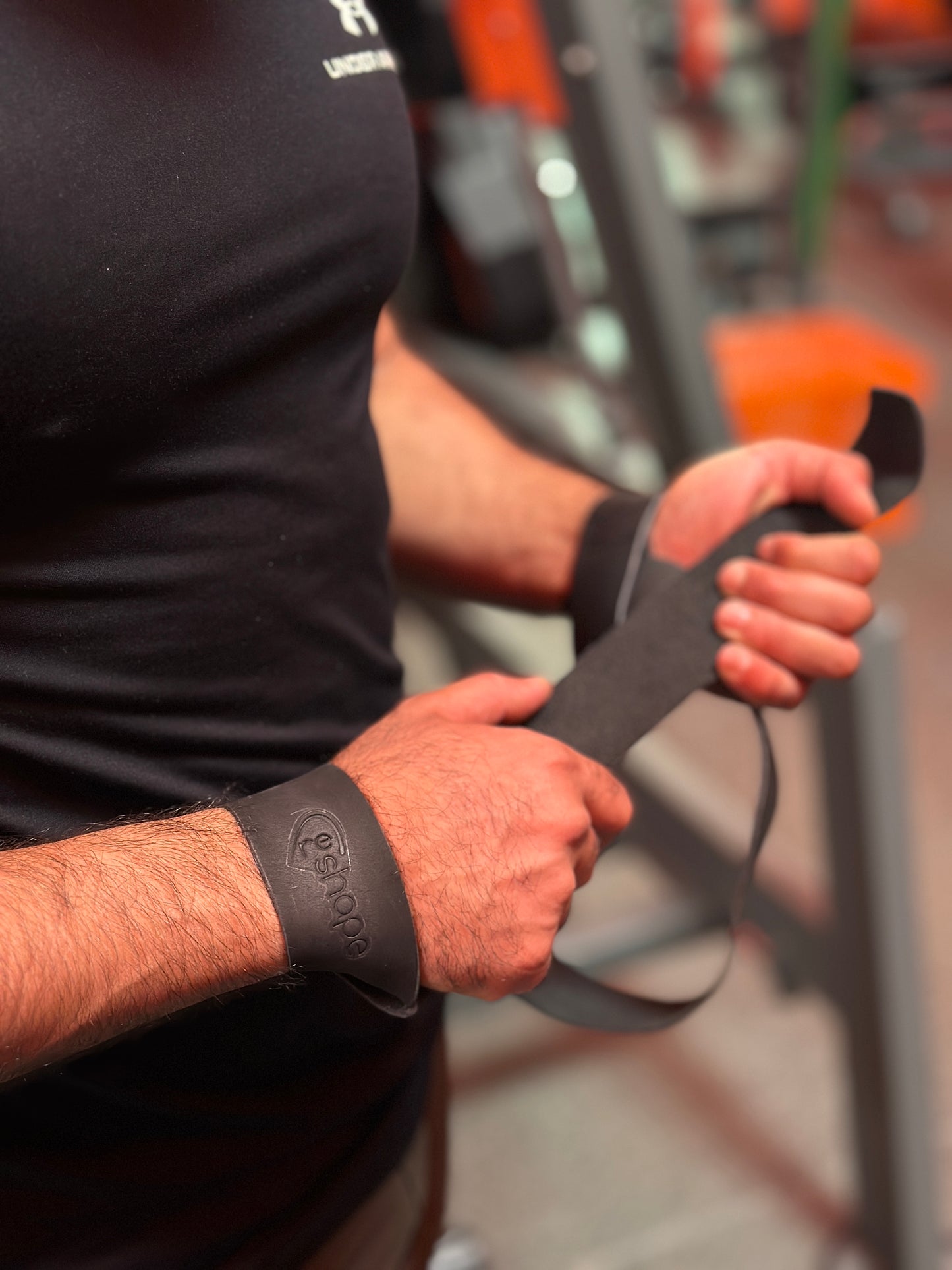 Black Leather Weight Lifting Straps