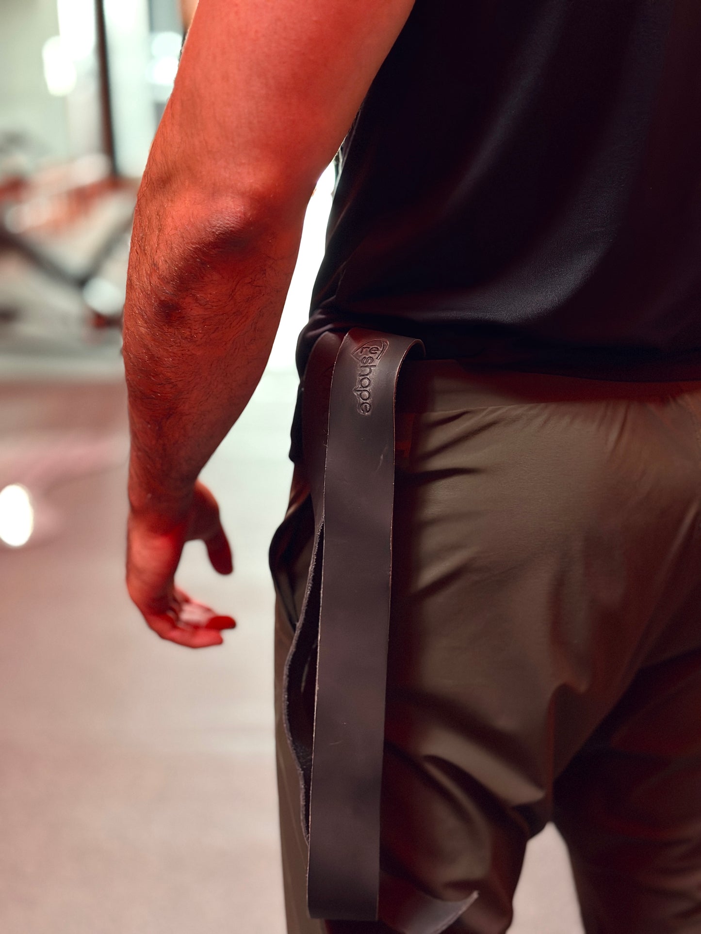 Black Leather Weight Lifting Straps